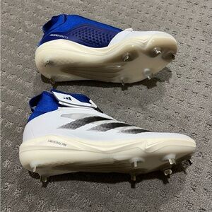 Adidas Adizero Impact+ BSB White Blue Metal Baseball Cleats Men's Size 9
